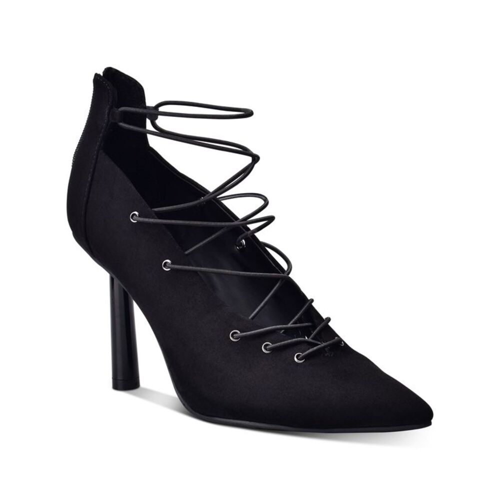 WILD PAIR Womens Black Laces Dezmun Pointy Toe Sculpted Heel Pumps 5.5 M